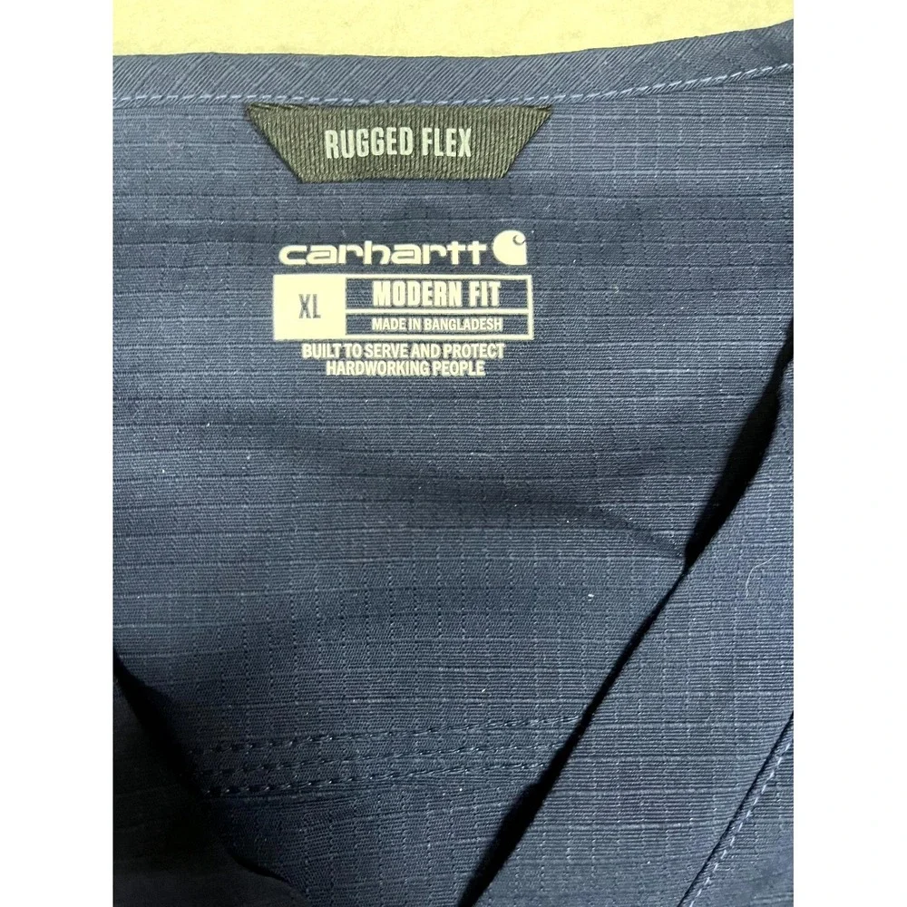 Carhartt Rugged Flex Modern Scrub Top Mens XL Navy Blue Cotton Ripstop Medical